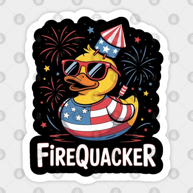 4th of July Duck Firequacker Patriotic Fourth of July Funny Sticker by Creatifly Graphic Tees
